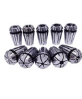 Precision ER16 Spring Collet Chuck Set With Secure 1/4 1/8 Inch And 6mm 6.35mm Collets arranged side by side for CNC machining tasks.