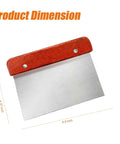 Front view of stainless steel soap cutter blade with wooden handle (5.9-inch)