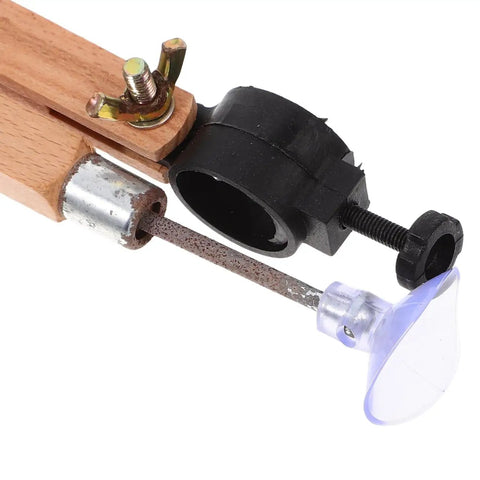Solid Wooden Geometry Compass For Drawing Massive Circles On Blackboards Up To Forty Seven Inches showing adjustable marker holder and metal tip.