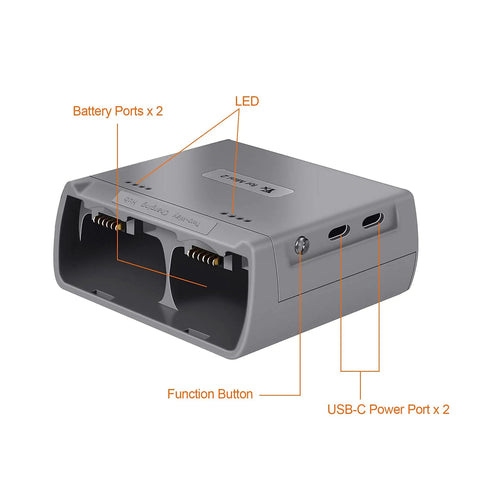 Two Way Battery Charging Hub For DJI Mini 4K, Mini 2 And Mini SE Drones With LED Battery Level Indicator, USB Output