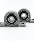 Two Pack Zinc Alloy Pillow Block Bearings Fits Shafts Eight To Twenty Mm Featuring Self Aligning Inner Design For Smooth Rotation Across Machines While Helping Pros Build Reliable Systems Without Breaking A Sweat For Long Heavy Grinds. two zinc alloy pillow block bearings