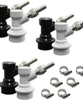 Corny Keg Quick Disconnect CO2 Ball Lock Set With Swivel Nut And Worm Clamps For Gas In And Liquid Out No Leaks Ideal For Cornelius Keg Home Brewing And DIY Draft System, black and white ball lock disconnects with clamps