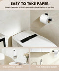Matte Black toilet paper holder from 5 Piece Bathroom Hardware Set, wall-mounted in a modern bathroom, showcasing rust resistant durability.