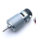 RS-555 Permanent Magnet DC Hall Encoder Gear Motor 6V 12V 24V High Speed Up To 16000 RPM for robotic automations with shaft and wires.