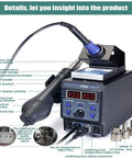 2 In 1 Soldering Station With 700W Hot Air Gun And Soldering Iron, SMD Rework Tool featuring adjustable temperature controls, nozzles.