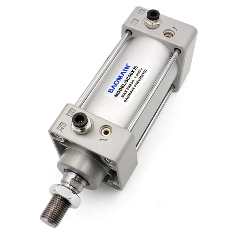 Pneumatic Air Cylinder SC 50x75 Pro Grade Double Acting With 1 Quarter Inch Port 1.96 Inch Bore 2.95 Inch Stroke Single Rod M16x1.5 Threaded Rod