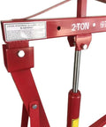 Top Shelf Folding Hydraulic Engine Hoist With Telescopic Boom 2 Ton Capacity Muscle Power Motor Crane close-up of lift mechanism