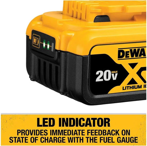 Heavy Duty 20V MAX 5Ah Lithium Ion Battery And Charger Combo Featuring Led Fuel Gauge, with LED indicators and compact design.