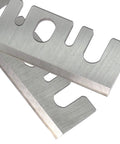 Heavy Duty 3 1/4 Inch Carbide Tipped Planer Blades Set Of Two Resharpenable Woodworking Replacement For Pneumatic Planers showing two blades close-up.