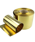 Brass Shim Foil Sheet 0.01mm To 1mm Thick For Metalworking Shop Grade, roll and sheet displaying smooth gold finish.