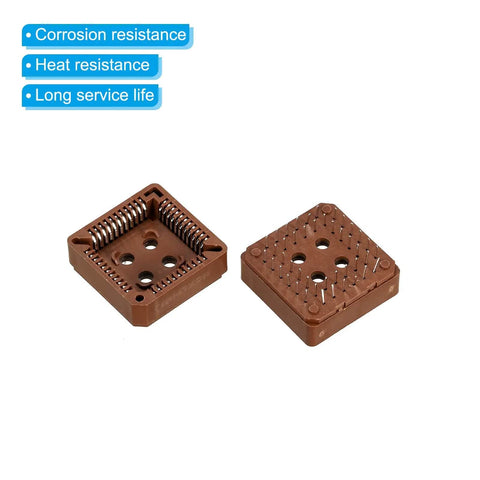 Brown PLCC44P IC Socket 44 Pin 2.54mm Pitch DIP Through Hole Mount Sockets for PCB Board Pack of 4, open and closed view