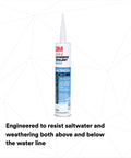 Marine Adhesive Sealant 5200 permanent structural polyurethane bonding and waterproof seal for boats and RVs above and below waterline, black, 10 fl oz cartridge non-sag.