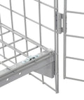 Close-up view of Heavy Duty Commercial Wire Mesh Security Locker With Two Swing Doors structure and padlock latch, height adjustable shelf.