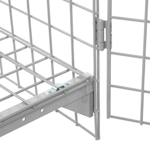 Close-up view of Heavy Duty Commercial Wire Mesh Security Locker With Two Swing Doors structure and padlock latch, height adjustable shelf.