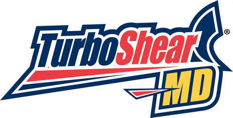 Logo of TurboShear MD related to Double Cut TurboShear Attachment For Drills Delivers Clean Edges On Both Sides Of The Cut And Makes Quick Work Of Sheet Metal