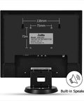 Rear view of 14-Inch 4:3 Security Monitor With No Image Stretching, Tough Metal Housing with VESA mount layout and input details.