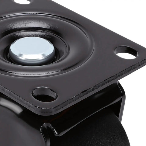 Heavy Duty Leveling Casters With 2.5 Inch Wheels, close-up of plate mount showing swivel roller mechanism.