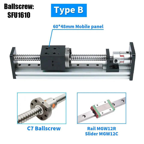 Beefed Up Aluminum CNC Linear Guide Stage With X Y Z Motion Slide Table For 3D Printers And Robotics Built To Last With High Precision 100mm And 200mm Stroke Nema 23 Bracket Ready 12mm Rails 60x48 Mobile Panel, Type B ballscrew stage
