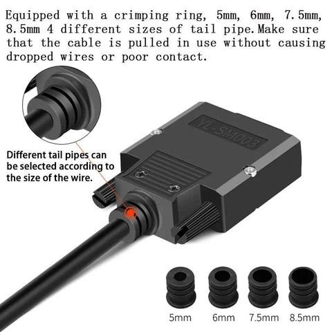 DB26 Breakout Connector Solderless RS232 D Sub 26 Pin Port Terminal Male Adapter with multiple tail pipe sizes