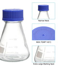 Three Piece Erlenmeyer Flask Set 250ml 500ml 1000ml Narrow Mouth With Screw Cap Borosilicate Glass Flasks With Printed Graduation