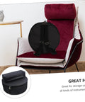 Waterproof Oxford Cloth Drum Backpack With Dead Easy Padded Straps And Adjustable Instrument Gig Bag on a chair, showcasing round bag design.