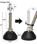 Adjustable Leveling Furniture Leg Set Of 4, 40mm Tall M8x50mm Feet With Screws showing dimensions and adjustment angle
