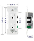 No Sweat 15 Amp Tamper Resistant Duplex Wall Outlet 10 Pack Lever Style Wire Connectors With Bold Color Markings For Rapid Safe Circuit Installations In Crisp Clean White dimensions on image with measurements.