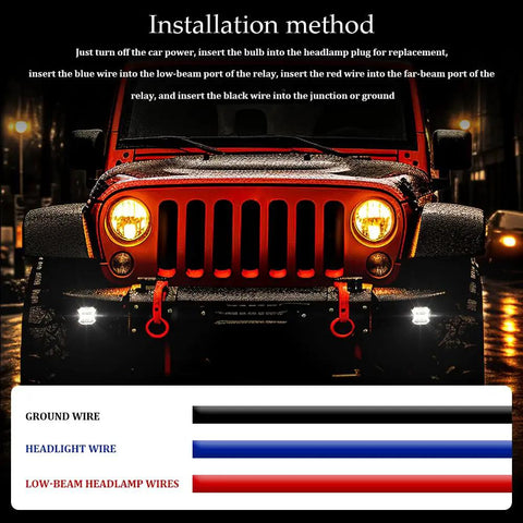 Universal 9007 9004 HB1 HB5 High Temperature Ceramic Pigtail Plug Male Wire Harness Three Pin Connector Replacement For Car Fog Light Socket Stress Free Rig Setup with wiring color guide.