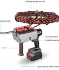 Heavy Duty Cordless Wire Puller And Threader Machine With Portable Lithium Battery For Easy Cable Installation features a rotating line reel and switches.