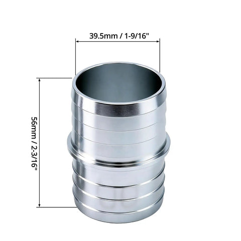 One And A Half Inch Hose Barb Splice Coupler Kit Aluminum Repair Fittings showing dimensions