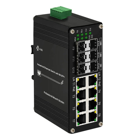 Beefy 8 Port Gigabit PoE Switch With 2x 10G SFP Plus And 4x 1G 2.5G 10G Multi Gig SFP Ports front view