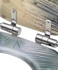 Heavy Duty Dual Pack Toilet Seats Featuring Soft Close Lid Solid MDF Build Slam Proof Hinges close-up view of stainless steel hinges