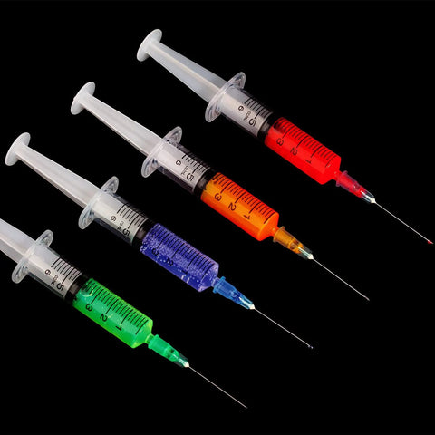 100 Pack 25 Gauge 1 Inch Luer Lock Dispensing Needles Disposable Lab Supplies Individually Sealed Packaging For Medical Vet Research Electrolysis And Art Craft Use, assorted syringes