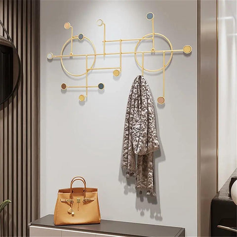 Heavy Duty Wall Mount Coat Hooks Built Tough With Premium Iron Metal sturdy yellow design holding a gray scarf on a wall.