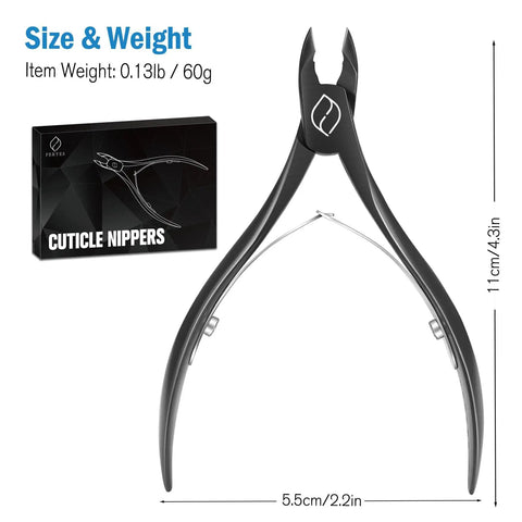 Half Jaw Cuticle Clippers For Pro Grade Nail Care Stainless Steel Cuticle Cutters With Double Spring, Size 11cm