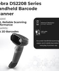 Handheld 2D Barcode Scanner Kit With USB Cable And USB A To USB C Adapter Cleaning Cloth Wired Standard Range Imager Black For Retail Stores Boutiques And Kiosks Easy Plug And Play Durable All Day Use