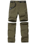Kids Convertible Hiking Pants For Boys Quick Dry Zip Off Legs With Multi Pocket Design Gusseted Comfort Elastic Waistband Army Green