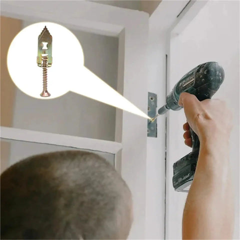 Heavy Duty Self Drilling Drywall Anchor Kit With Manganese Steel For Cabinet Installations, Built Tough For DIY Mounts, Superior Hold For Shelves And Fixtures, Long Lasting Wall Fasteners on cabinet door