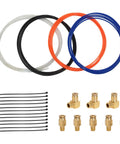 Auxazalux air line kit: 12 ft tubes (white, black, orange, blue) with 8 brass push-fit fittings and zip ties