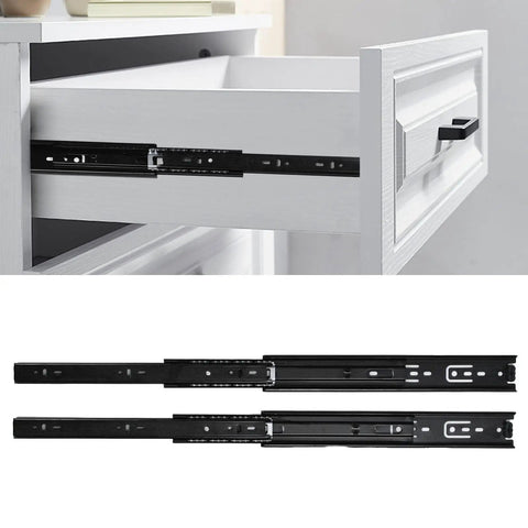 Beefed Up Heavy Duty Three Section Drawer Slides Black 12 Inch 100 Pound Load Capacity Smooth Glide For Home Office Use