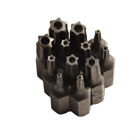 Top Tier 12 Piece Torx Screwdriver Bits Set T6 To T40 Alloy Steel With Four Inch Hex Shank Perfect For Your Drill Driver And Woodworking Projects That Need A Solid Grip. 12-piece Torx bit set T6-T40 alloy steel