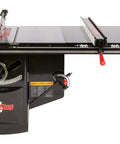 Industrial 10 Inch Cabinet Saw Featuring Beefy 5 Hp Motor Knockout Safety Brake And Rock Solid 52 Inch T Glide Fence Assembly.