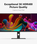 40 Inch 5K Ultrawide Monitor For Laptop 21:9, 100Hz IPS Display, HDR400 with colorful display graphic on screen