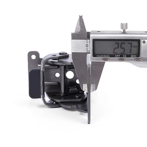 Close-up of a 12 Pack Heavy Duty Self Locking Hinge for Folding Tables, measuring 2.57 inches, showcasing steel construction.