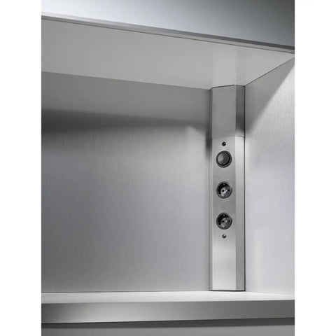 Heavy Duty Professional Grade Stainless Steel Adjustable Height Power Socket Bar With Two Schuko Plugs And Badass Switch Plus Long Cord for easy access.
