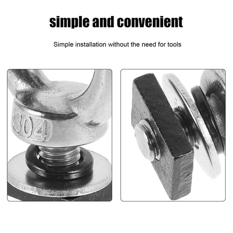 T Slot Bolt Tie Down Anchor M8 Eye Bolt Hardware Kit For Roof Rack Track Universal Mounting Accessory For Cargo Kayak Canoe And Truck Bed Secure Gear Fast, stainless steel M8 eye bolt close-up