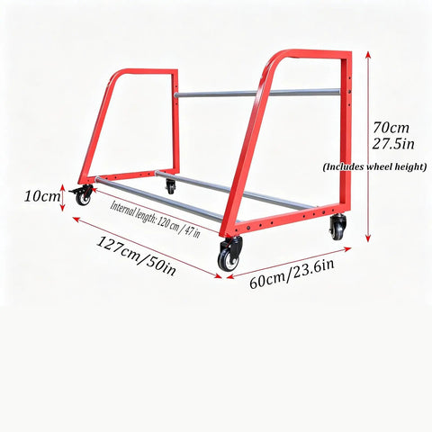 Heavy Duty Tire Storage Rack And Rim Organizer Shelf With Locking Casters Solid Steel Frame dimensions 127cm x 60cm x 70cm shown.