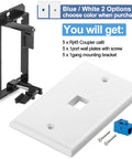 Slick 5 Pack Ethernet Wall Outlet Plates With Cat6 RJ45 Keystone Jacks And Female To Female Couplers, includes wall plates and mounting brackets.