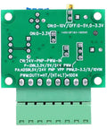 PWM Voltage To Current Converter Module With Analog 0-3.3V 0-5V And 0-10V Input Into 0-20mA Output, top view of green circuit board