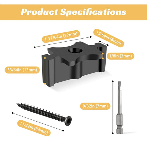Heavy Duty Hidden Deck Fasteners For Composite And Wood Board Edges With Weatherproof Screws and Universal Hideaway Clamps product specifications with dimensions.